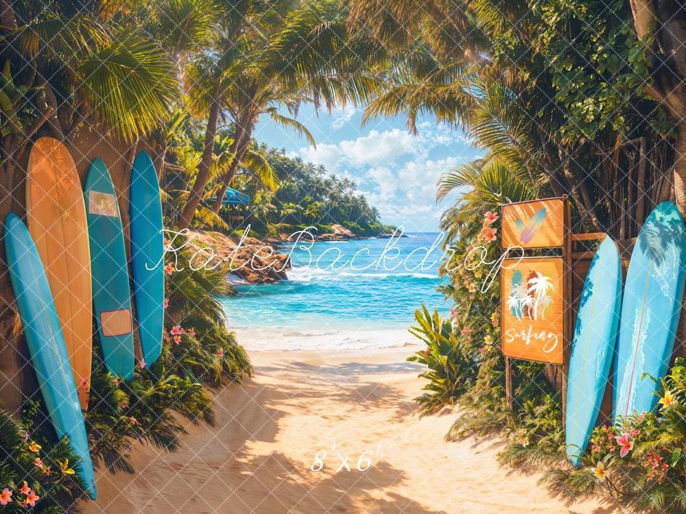 Kate Fleece Summer Beach Surfing Backdrop Designed by Emetselch