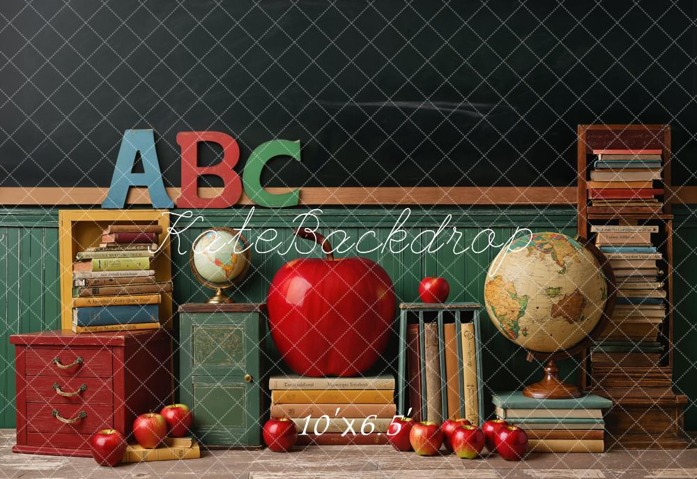 Kate Fleece ABC Apple Blackboard Backdrop Back to School Designed by Emetselch