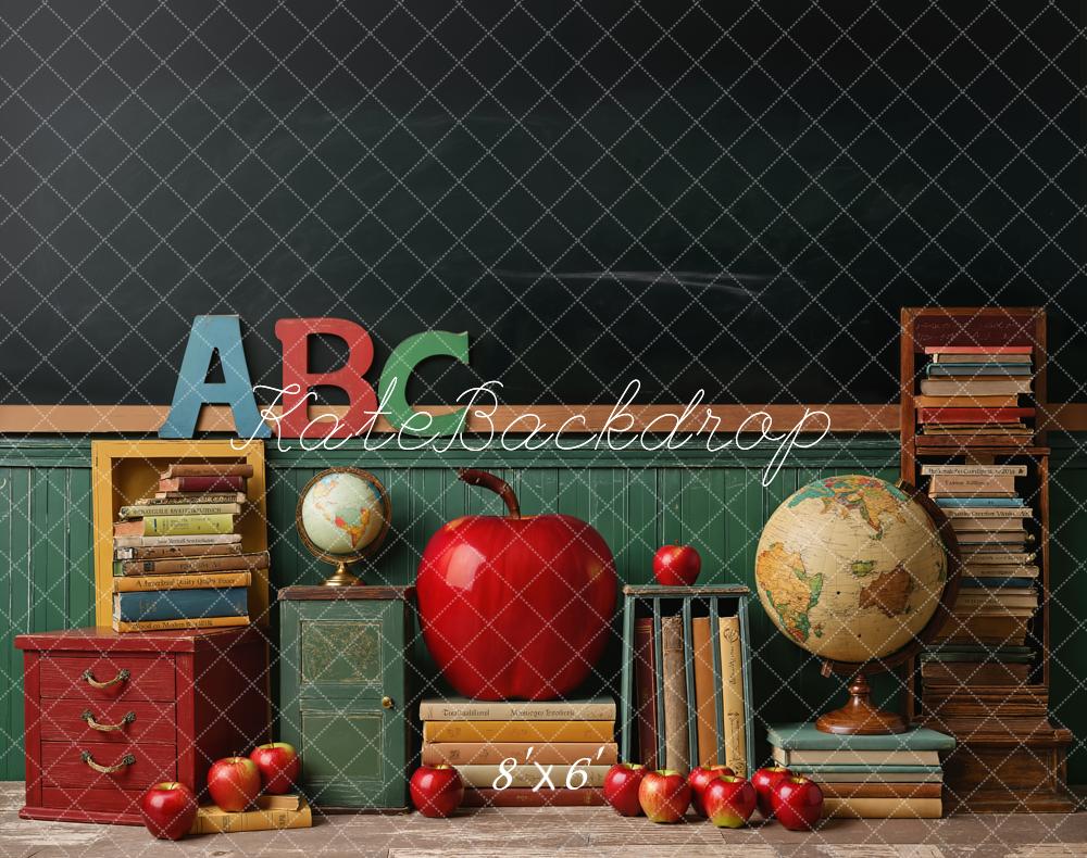 Kate Fleece ABC Apple Blackboard Backdrop Back to School Designed by Emetselch