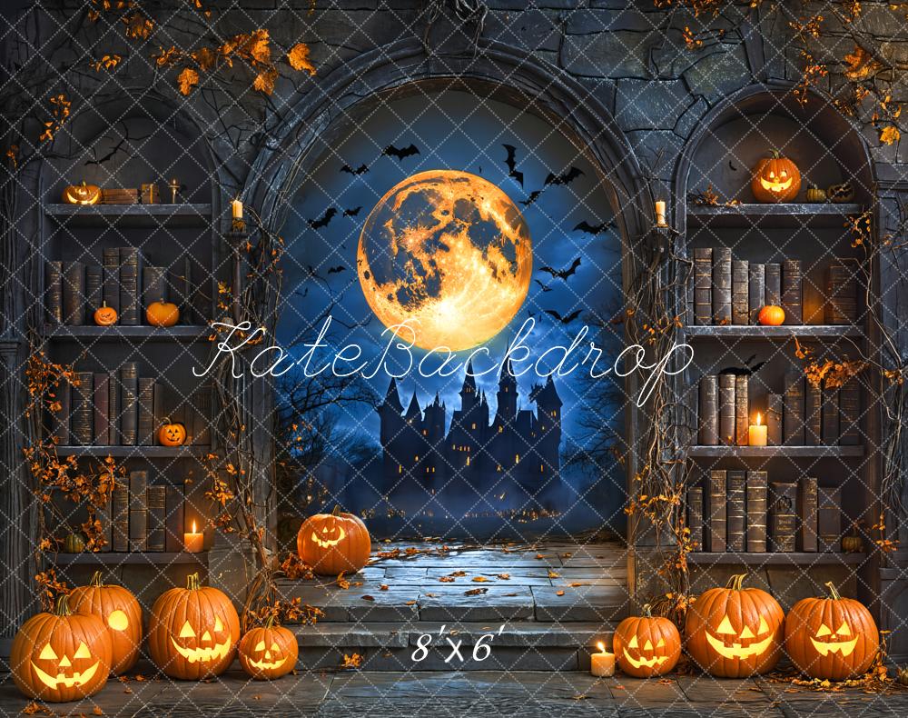 Kate Fleece Halloween Moonlit Night Pumpkin Backdrop Designed by Emetselch - Kate Backdrop AU