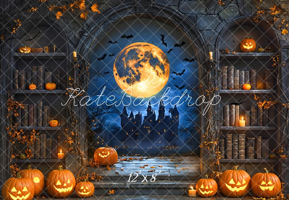 Kate Fleece Halloween Moonlit Night Pumpkin Backdrop Designed by Emetselch - Kate Backdrop AU