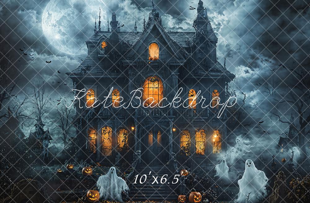 Kate Fleece Halloween Moon Night Ghost Backdrop Designed by Emetselch - Kate Backdrop AU