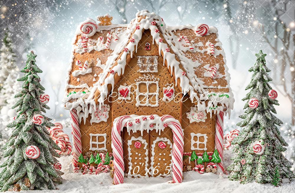 Kate Christmas Snow Gingerbread House Backdrop Designed by Chain Photography