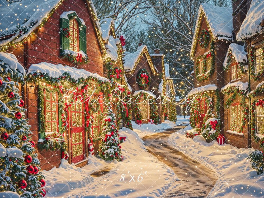 Kate Christmas Street Snow Backdrop Designed by Chain Photography