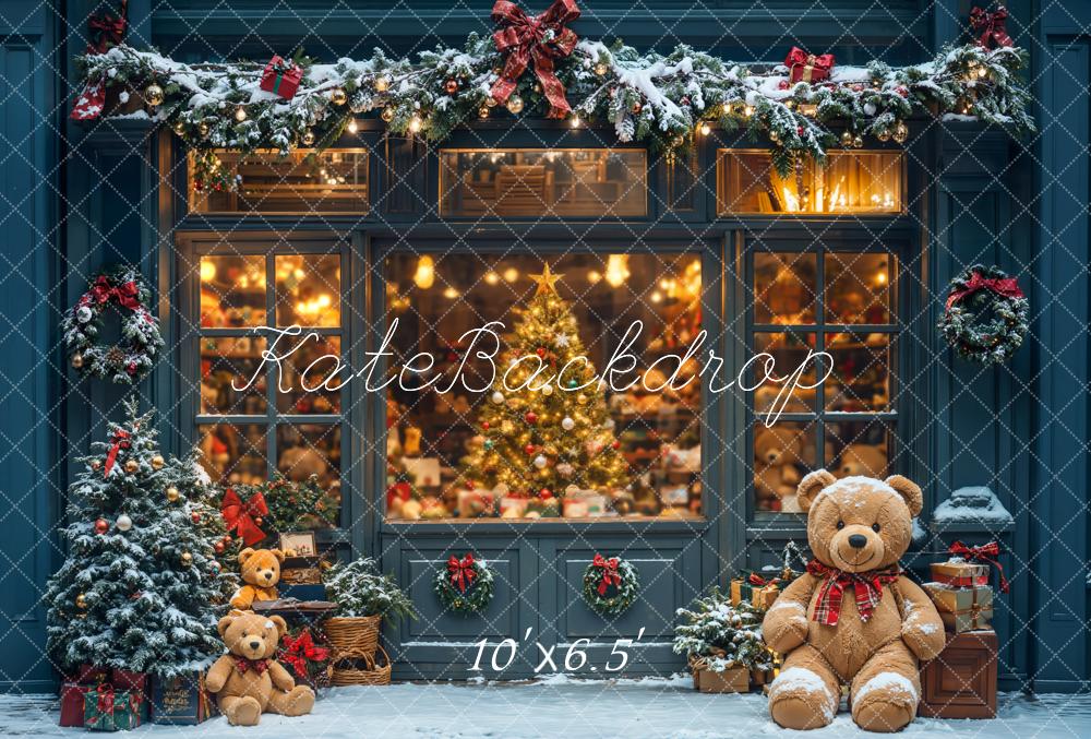 Kate Teddy Bear Christmas Shop Backdrop Designed by Chain Photography