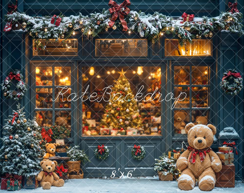 Kate Teddy Bear Christmas Shop Backdrop Designed by Chain Photography