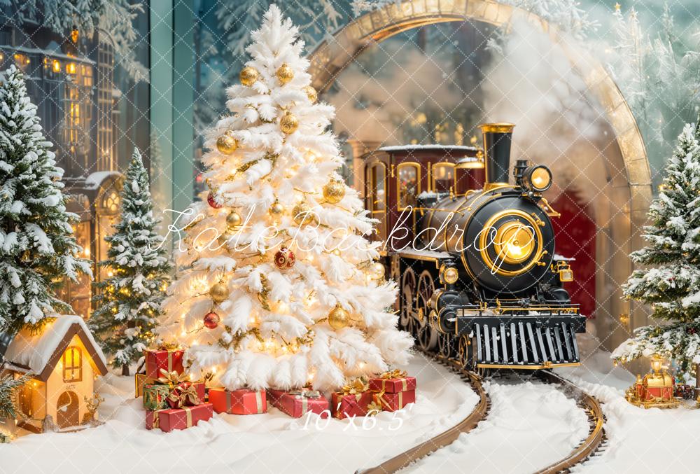 NEW Kate Fleece Christmas Tree Polar Train Gifts Backdrop Designed by Emetselch