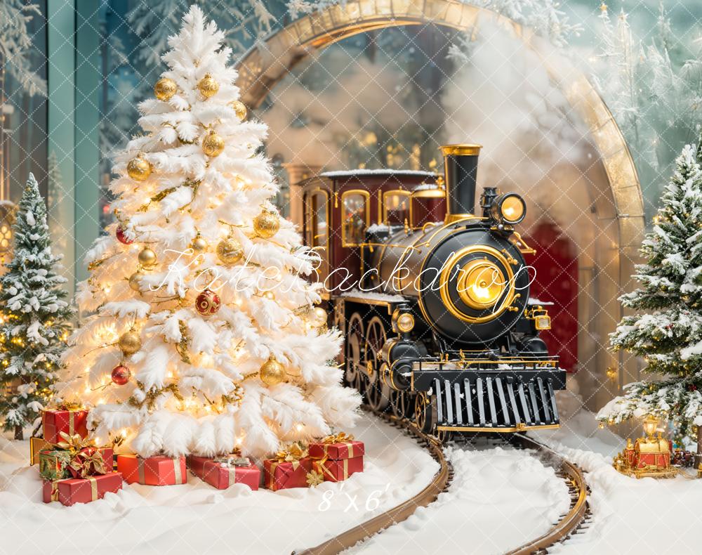 NEW Kate Fleece Christmas Tree Polar Train Gifts Backdrop Designed by Emetselch