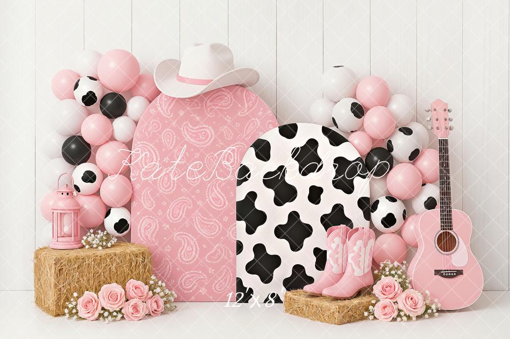 Kate Pink Cowgirl Party Fleece Backdrop Designed by GQ - Kate Backdrop AU