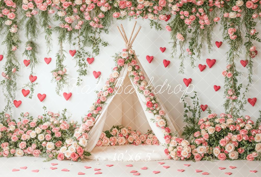 Kate Fleece Spring Flower Tent Backdrop Valentine's Day Designed by Emetselch