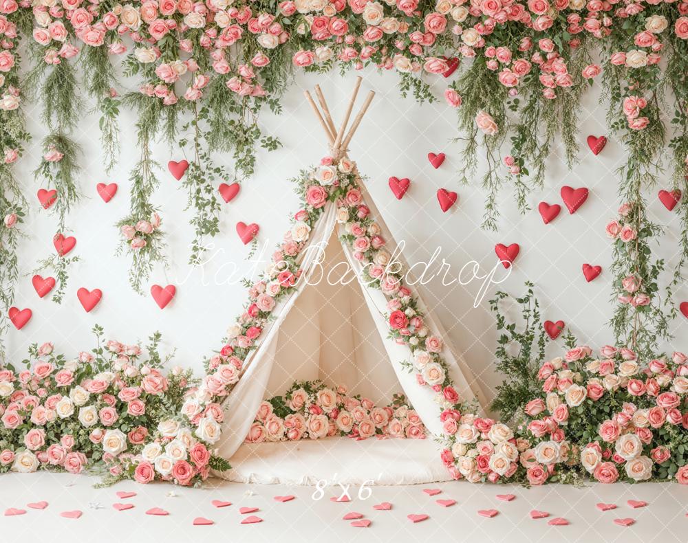 Kate Fleece Spring Flower Tent Backdrop Valentine's Day Designed by Emetselch