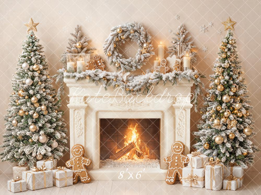 Kate Fleece Christmas Tree Fireplace Backdrop Designed by Emetselch