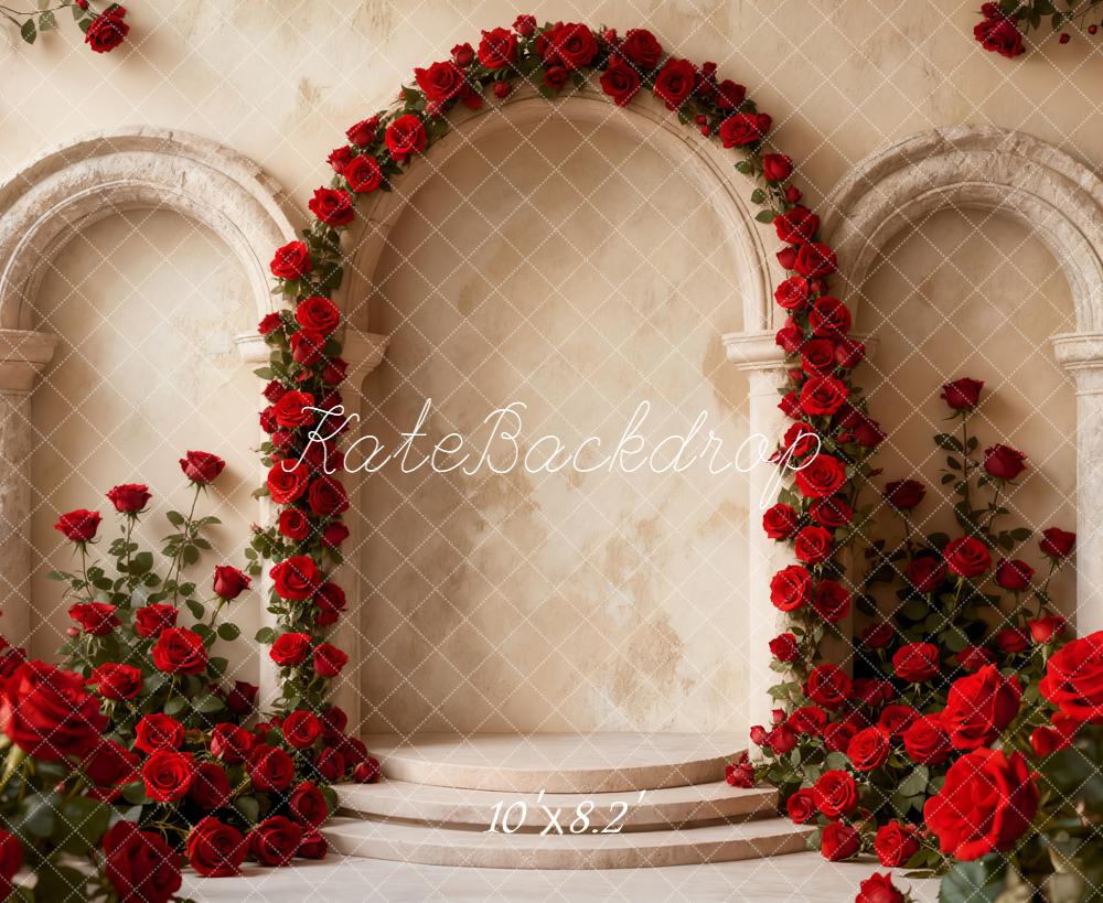 Kate Fleece Valentine's Day Rose Arch Backdrop Designed by Emetselch