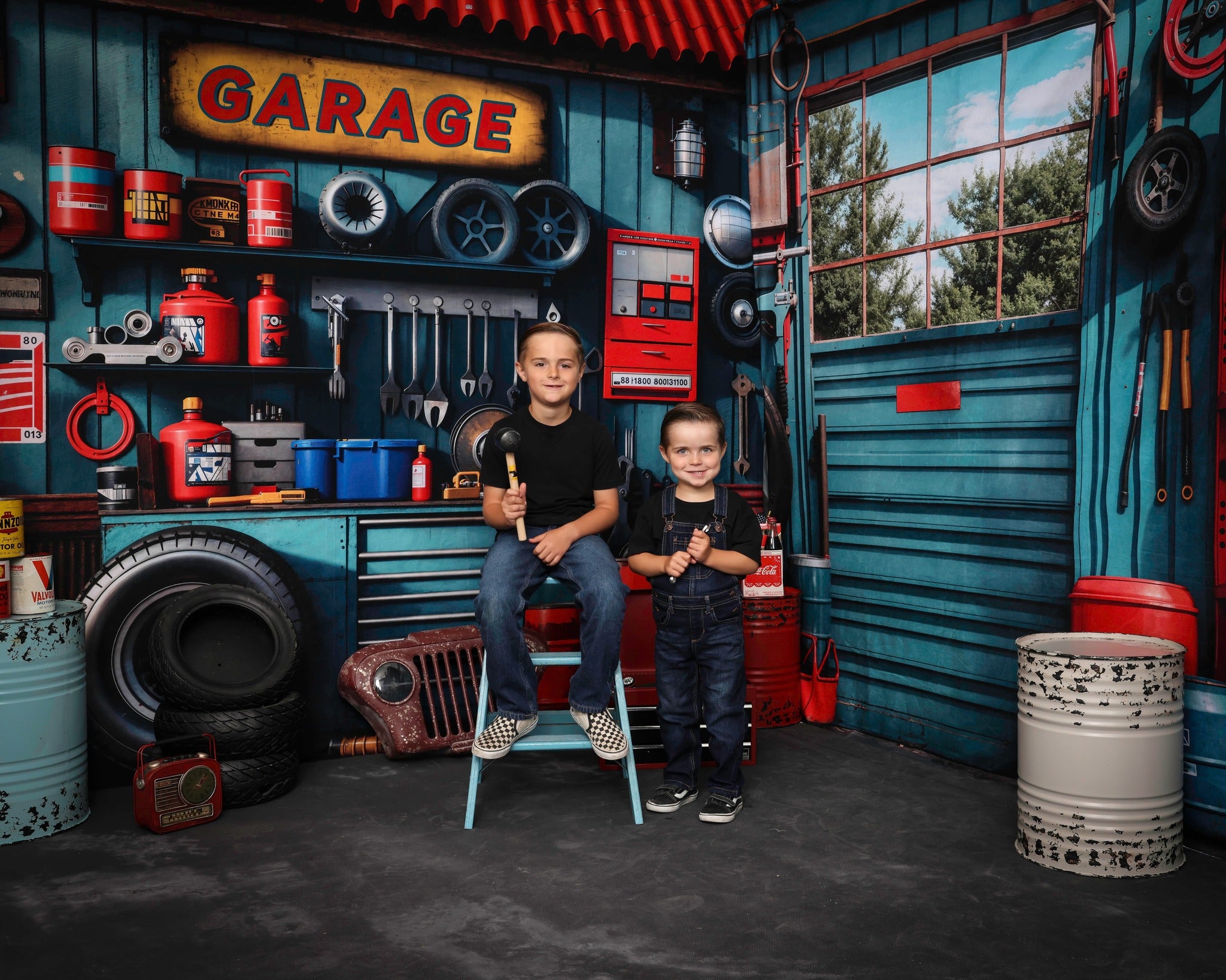 Kate Father's Day Blue Garage Wall Metal Frame Window Room Set(8ftx8ft&10ftx8ft&8ftx10ft)