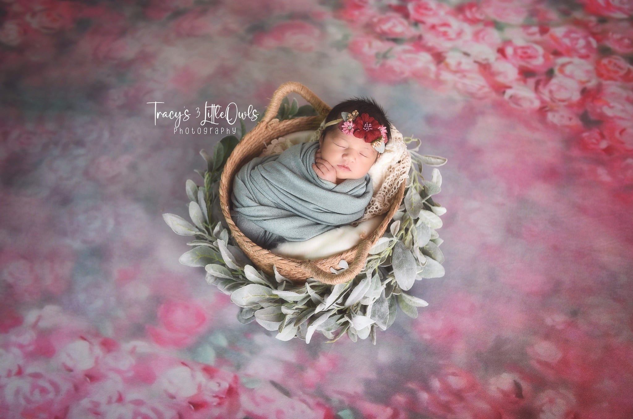 Kate Pink Flowers Hand Painting Liked Portrait Photography Backdrops - Kate Backdrop AU