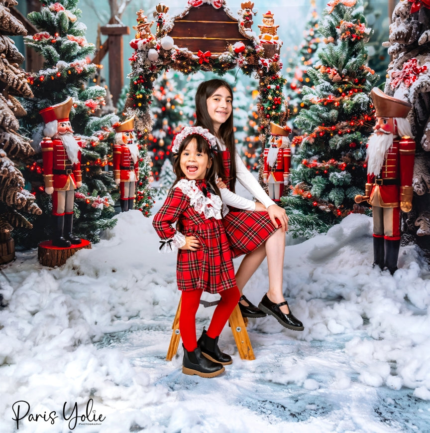 Kate Winter Christmas Forest Nutcracker Backdrop+Thick Snow Floor Backdrop - Kate Backdrop AU