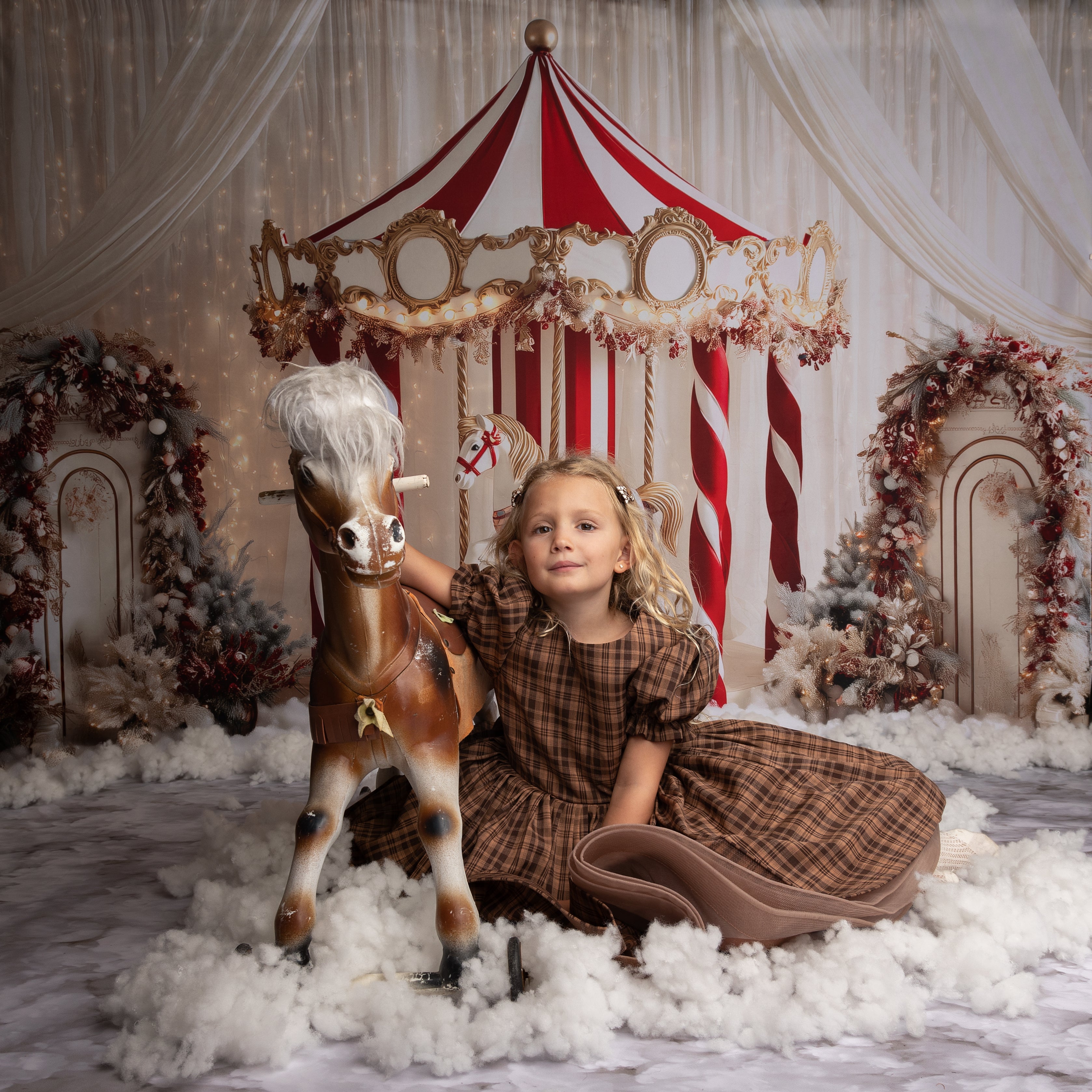 Kate Christmas Circus Carousel Backdrop Designed by Patty Roberts - Kate Backdrop AU