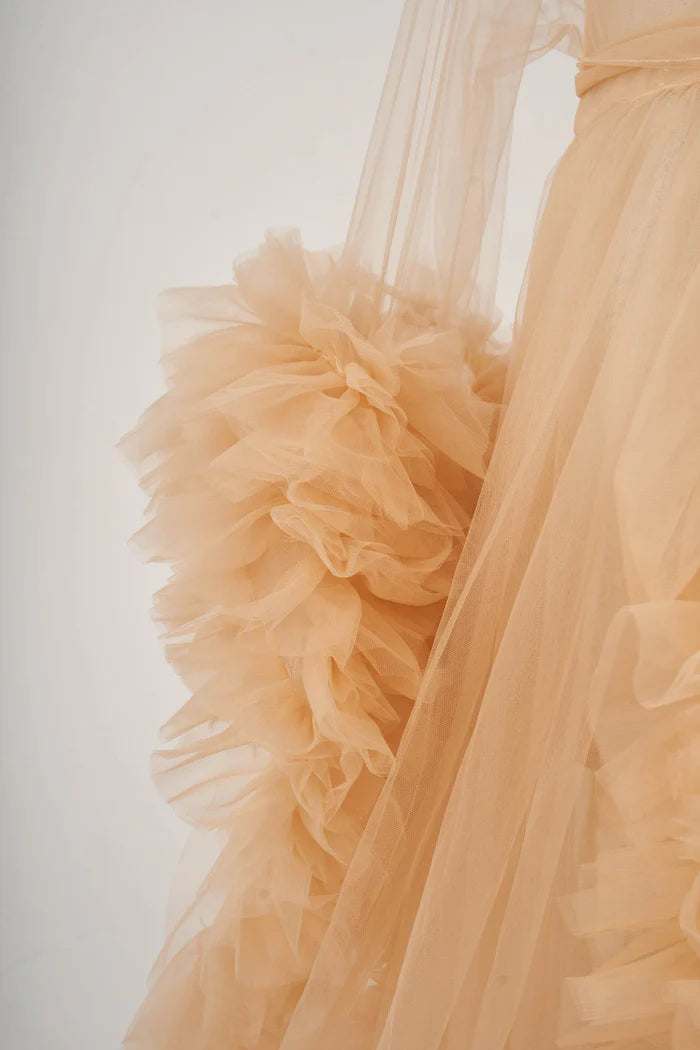 Kate Bell Sleeve Sheer Super Soft Ruffled Maternity Photoshoot Dress - Kate Backdrop AU