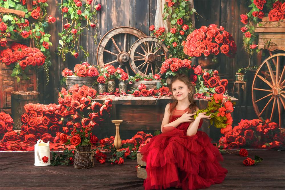 Kate Valentine's Day Red Rose Backdrop Designed by Emetselch