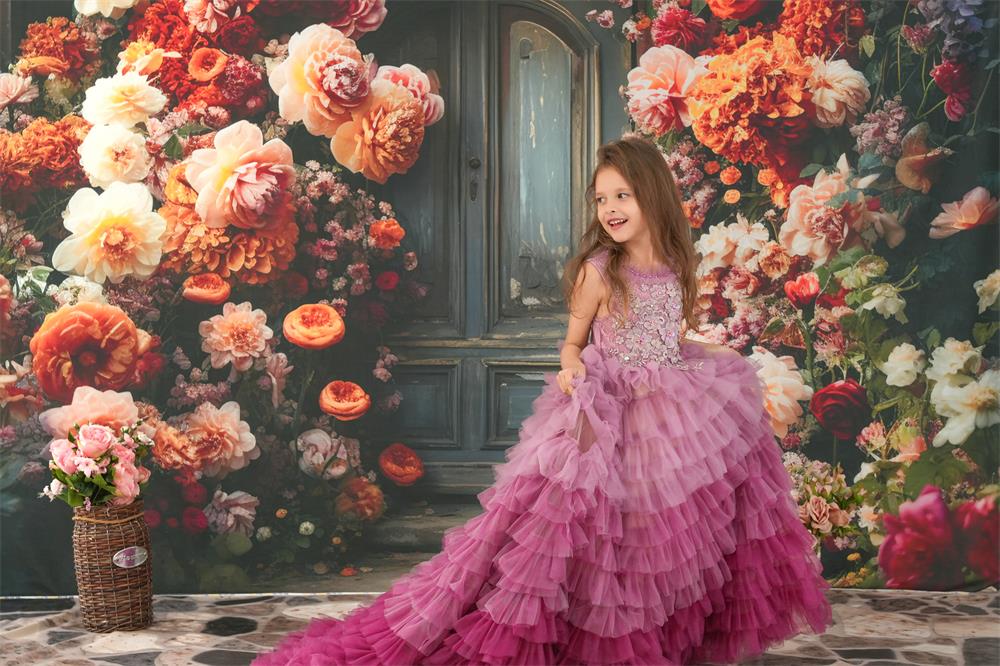 Kate Spring Fine Art Warm Floral Arch Wall Backdrop Designed by Chain Photography - Kate Backdrop AU