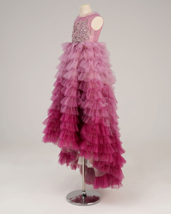 Kate Spring/Summer Barbie Gradient Pink and Purple Tiered Kids Dress for Photography - Kate Backdrop AU