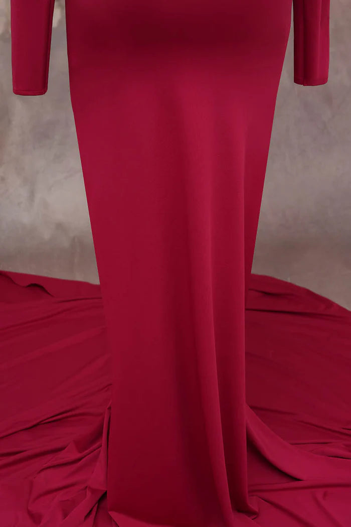 Kate Claret Knitted Long Sleeve Maternity Photoshoot Dress