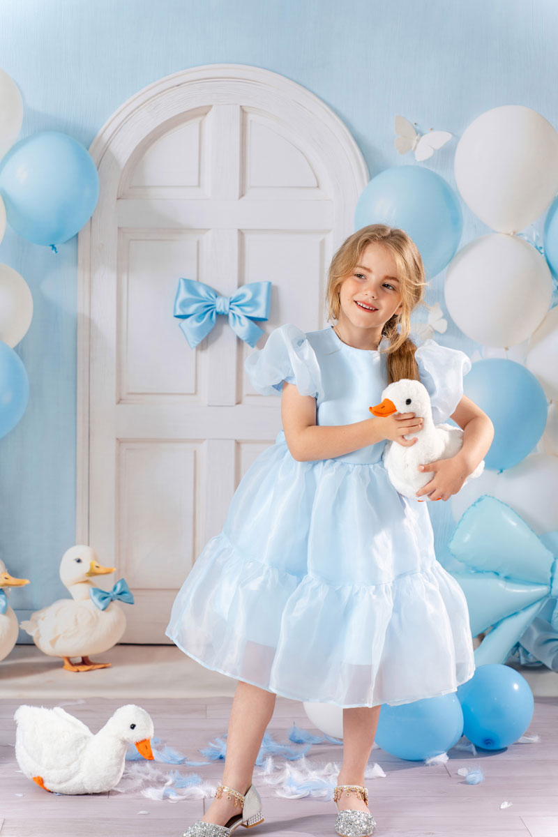 Kate Blue Balloon Duck Backdrop+Light Gray Floor Backdrop - Kate Backdrop AU