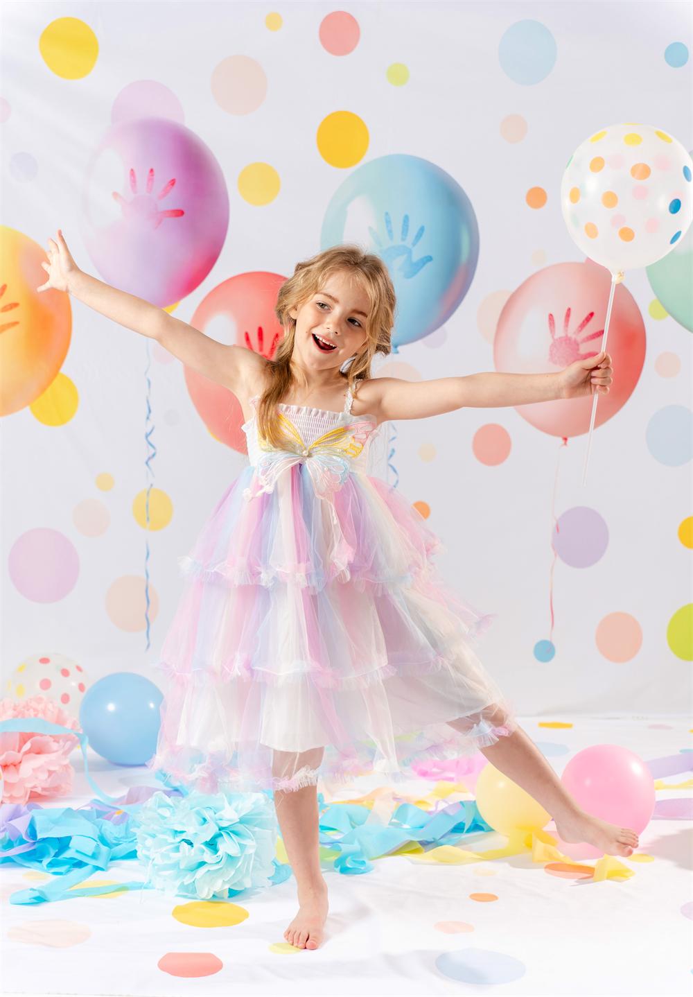 Kate Colourful Balloons Handprints Polka Dots Fleece Backdrop Designed by Emetselch - Kate Backdrop AU