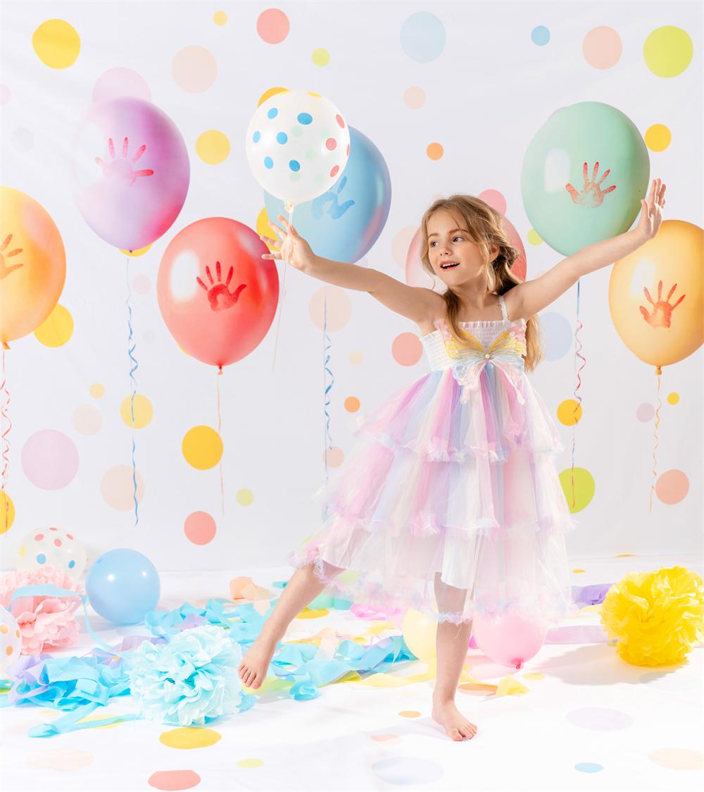 Kate Colourful Balloons Handprints Polka Dots Fleece Backdrop Designed by Emetselch - Kate Backdrop AU