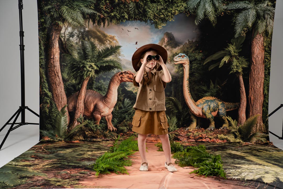 Kate Dinosaur Forest Trees Green Backdrop Designed by Emetselch - Kate Backdrop AU
