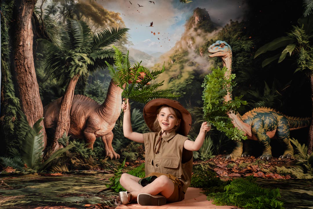 Kate Dinosaur Jungle Trees Fleece Backdrop Designed by Emetselch - Kate Backdrop AU