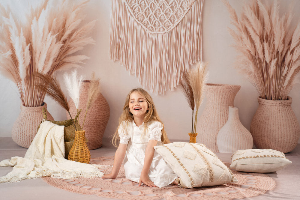 Kate Boho Macrame Arch Pampas Fleece Backdrop Designed by Emetselch - Kate Backdrop AU