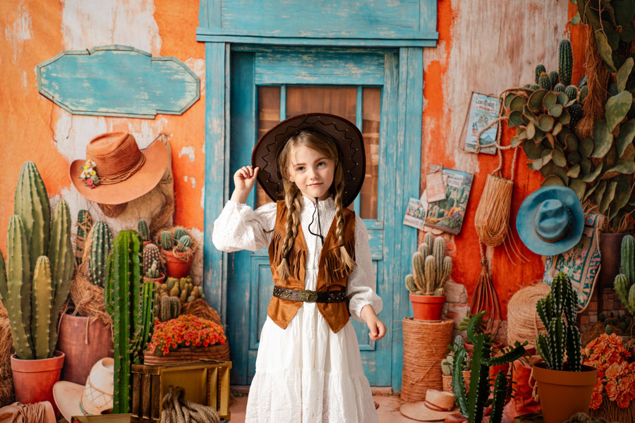 Kate Western Cactus Hats Door Backdrop Designed by Emetselch - Kate Backdrop AU