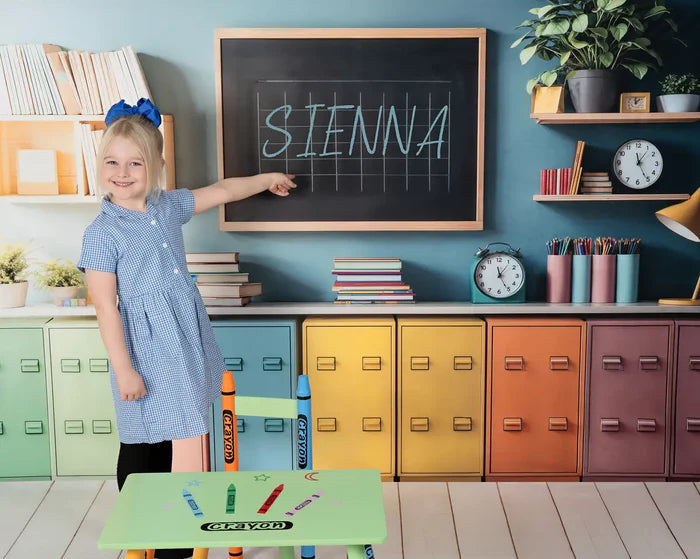 Kate Back to School Color Cabinet Backdrop+Wood Planks Floor Backdrop - Kate Backdrop AU