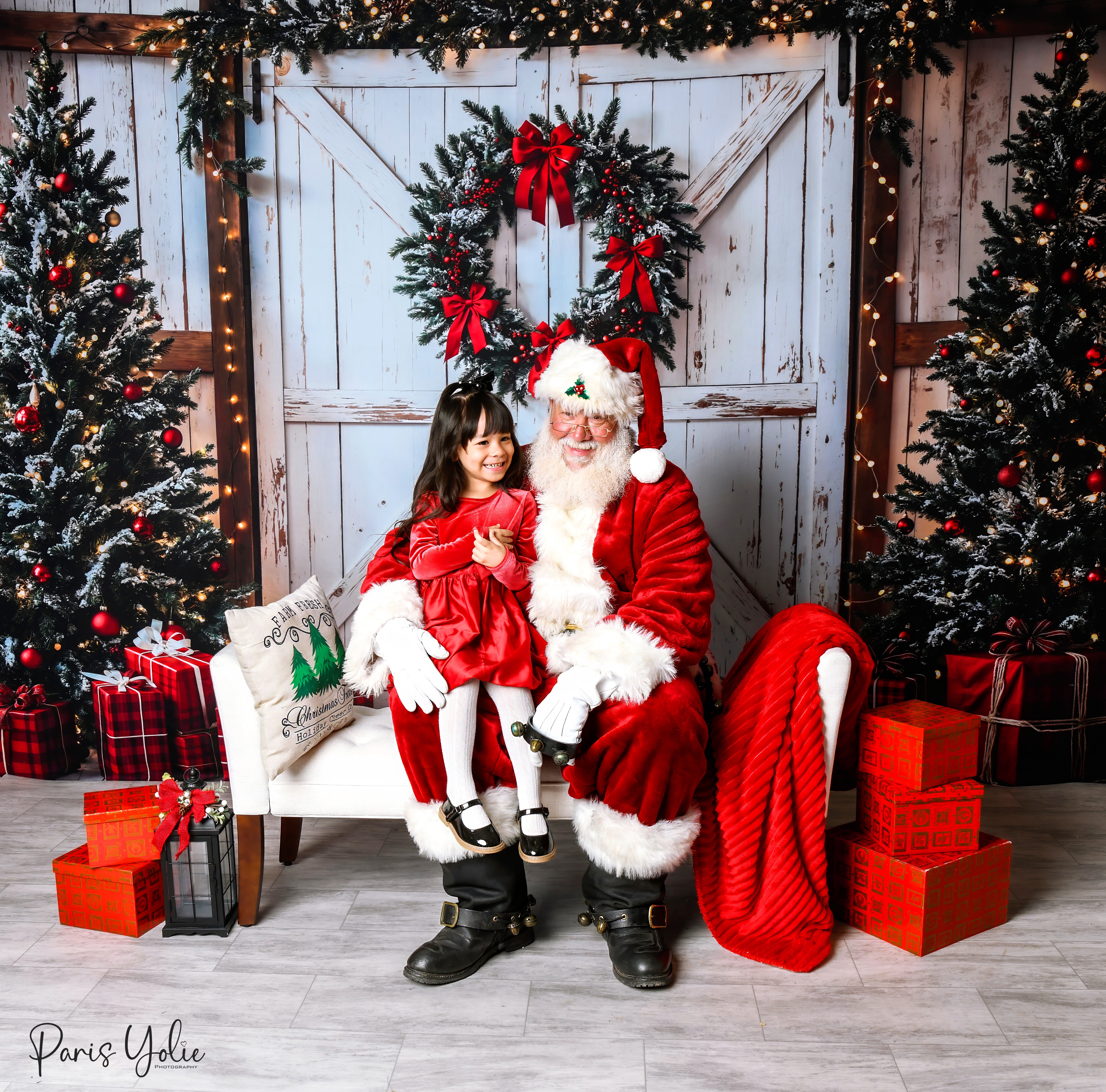 Kate Fleece Christmas Backdrop Trees Door Gifts Designed by Emetselch - Kate Backdrop AU