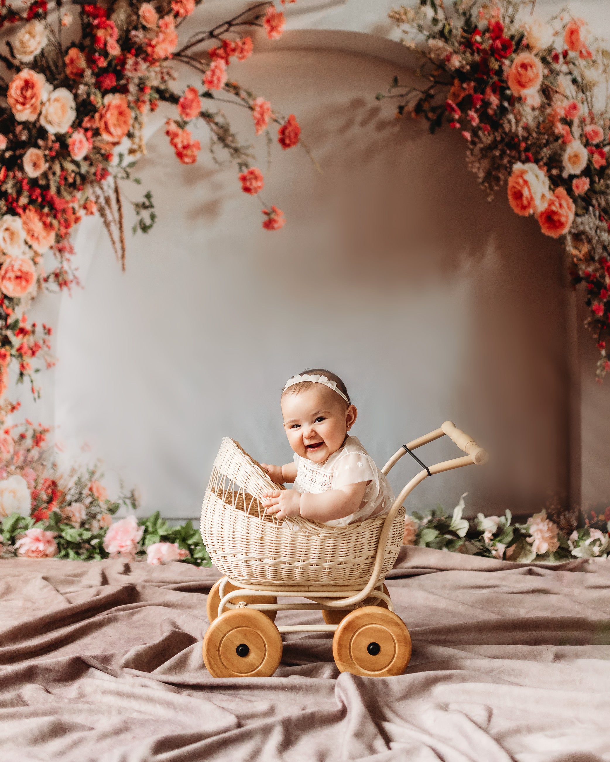 Kate Spring Wedding Flowers White Arch Backdrop Designed by Emetselch - Kate Backdrop AU