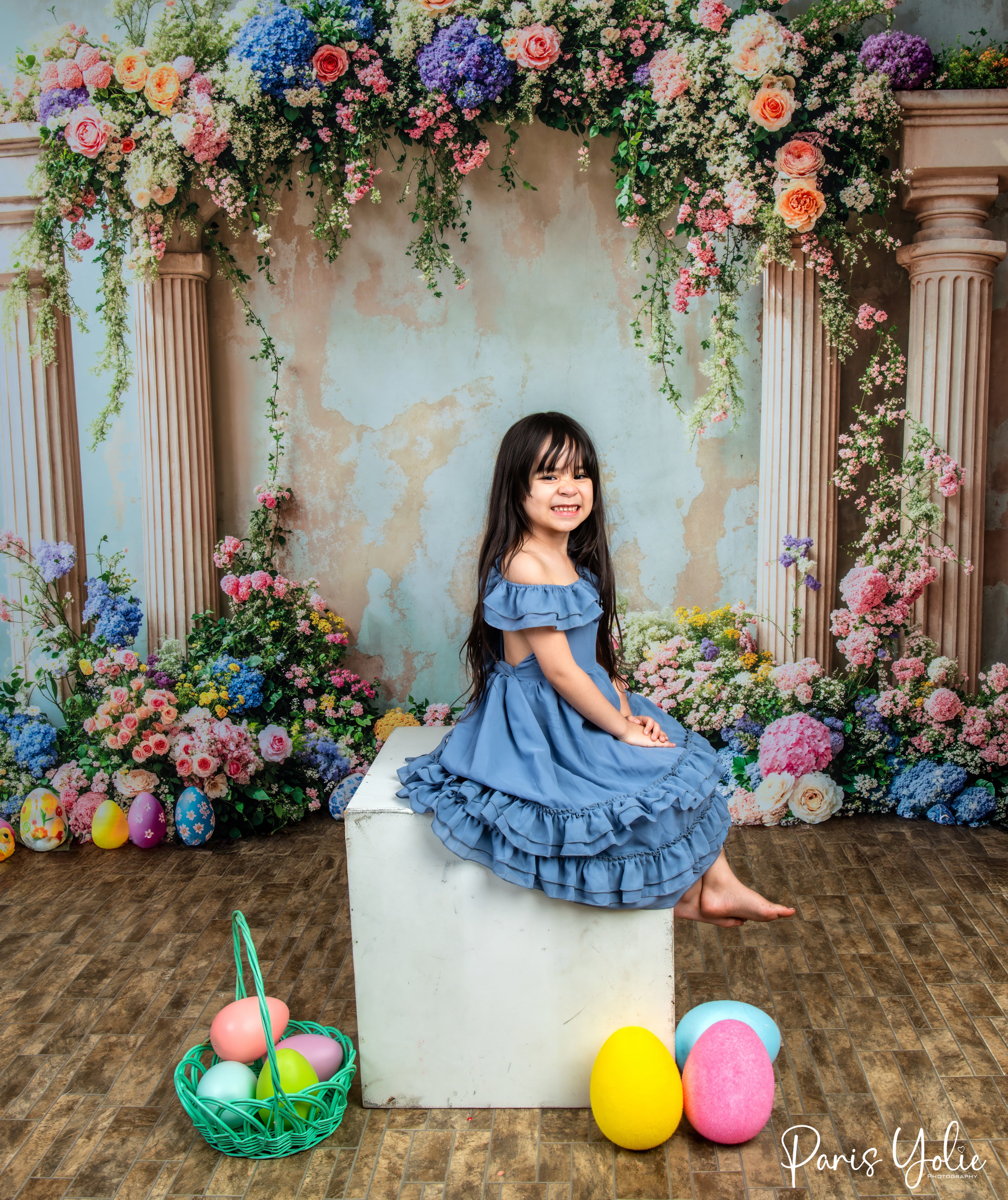 Kate Easter Colorful Flower Retro Arch Backdrop Designed by Emetselch