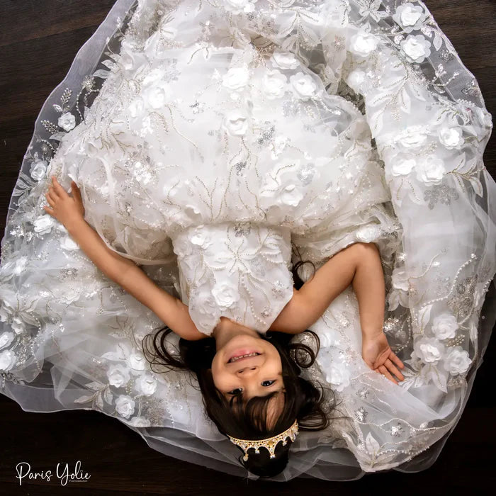 Kate Spring/Summer White Party Dress Kids Dress for Photography