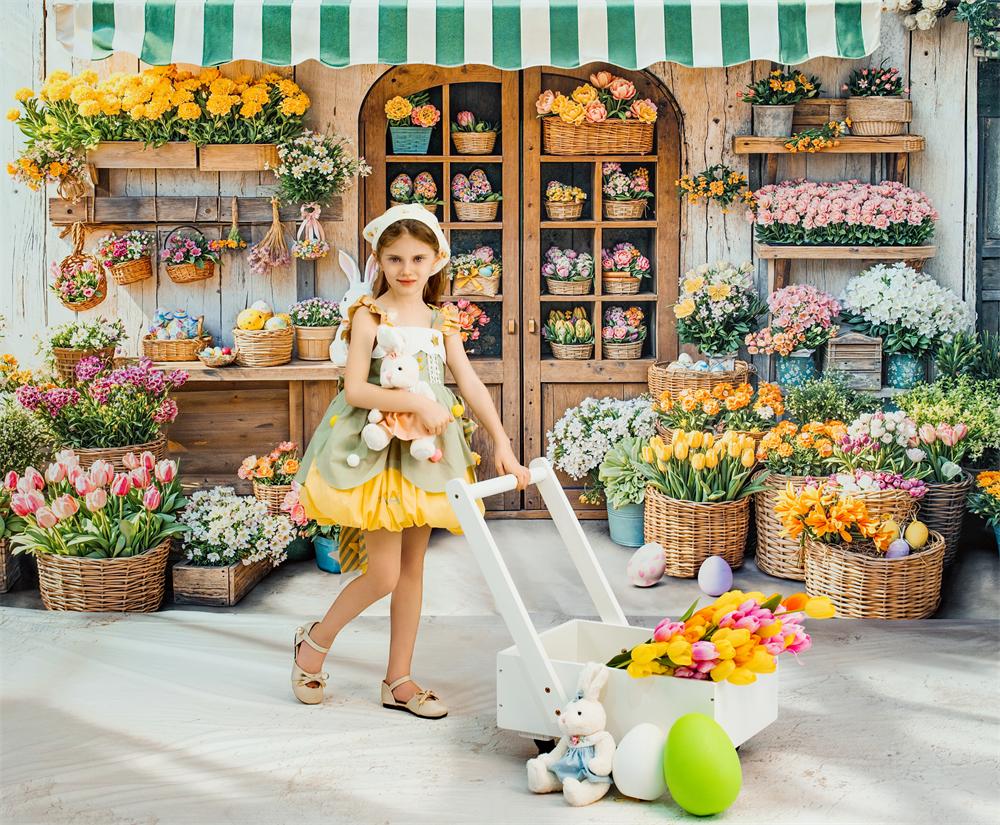 Kate Easter Bunny Flower Shop Baskets Backdrop Designed by Chain