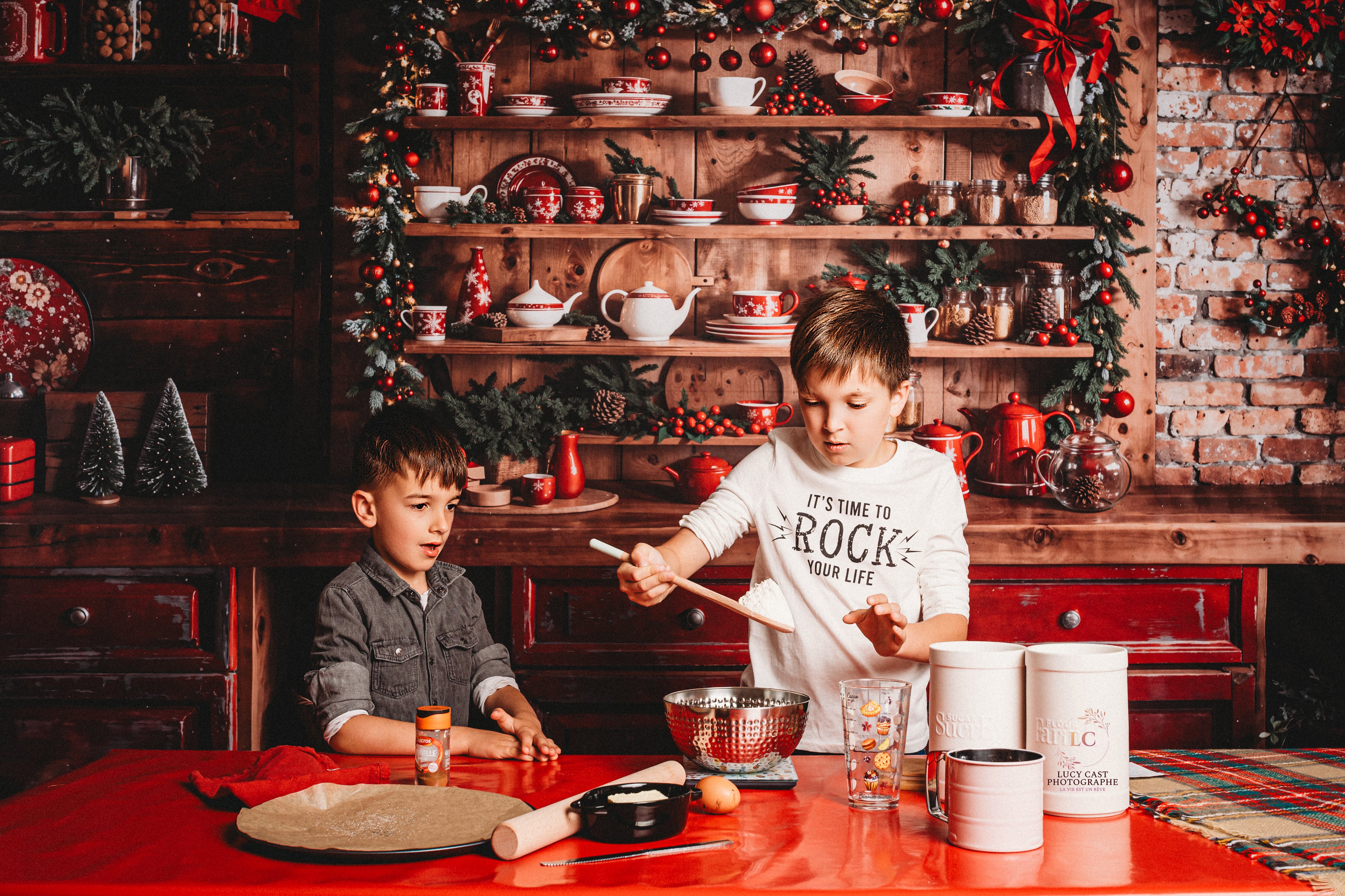 Kate Red Christmas Cupboard Backdrop