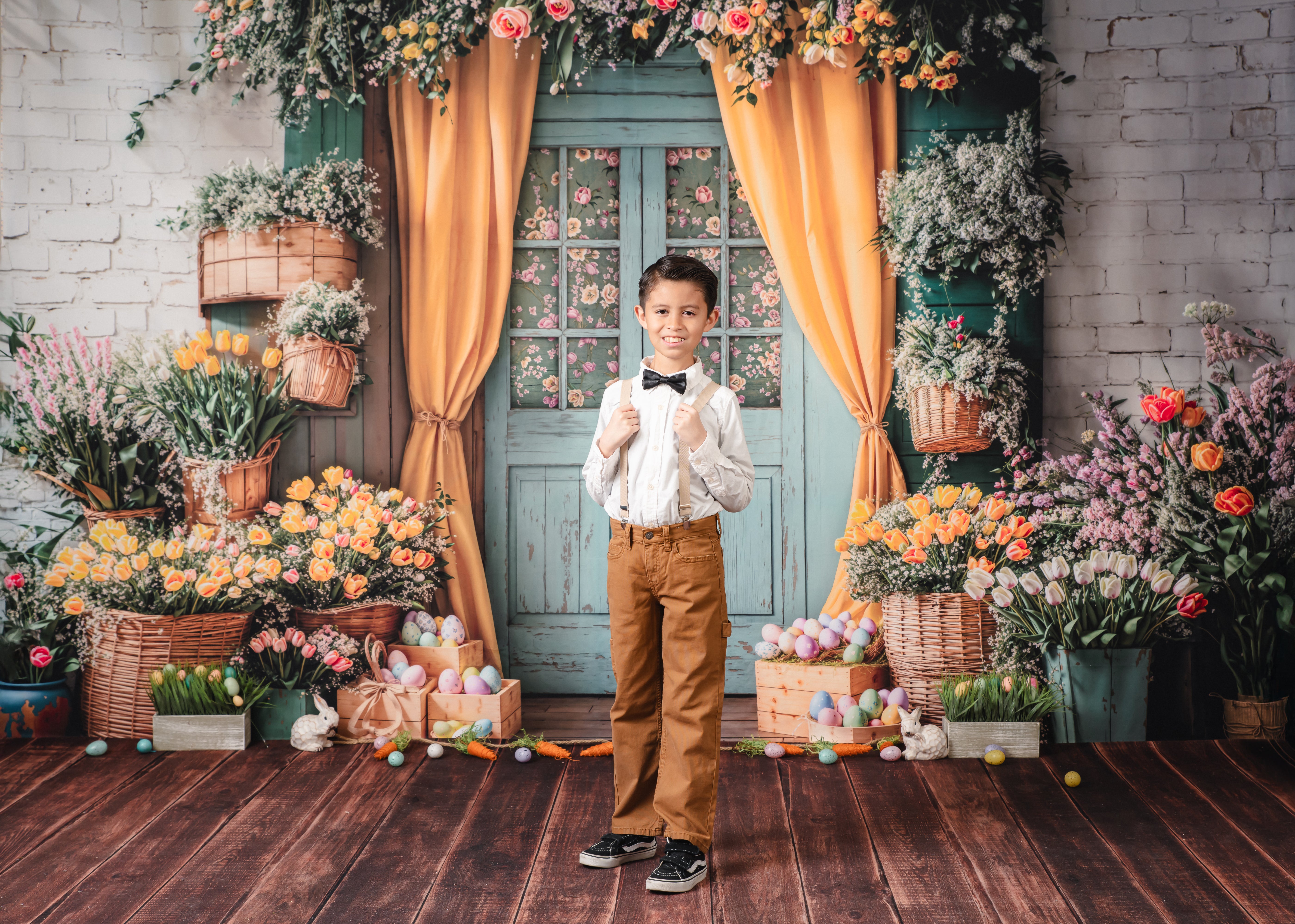 Kate Easter Floral Door Curtain Fleece Backdrop Designed by Emetselch