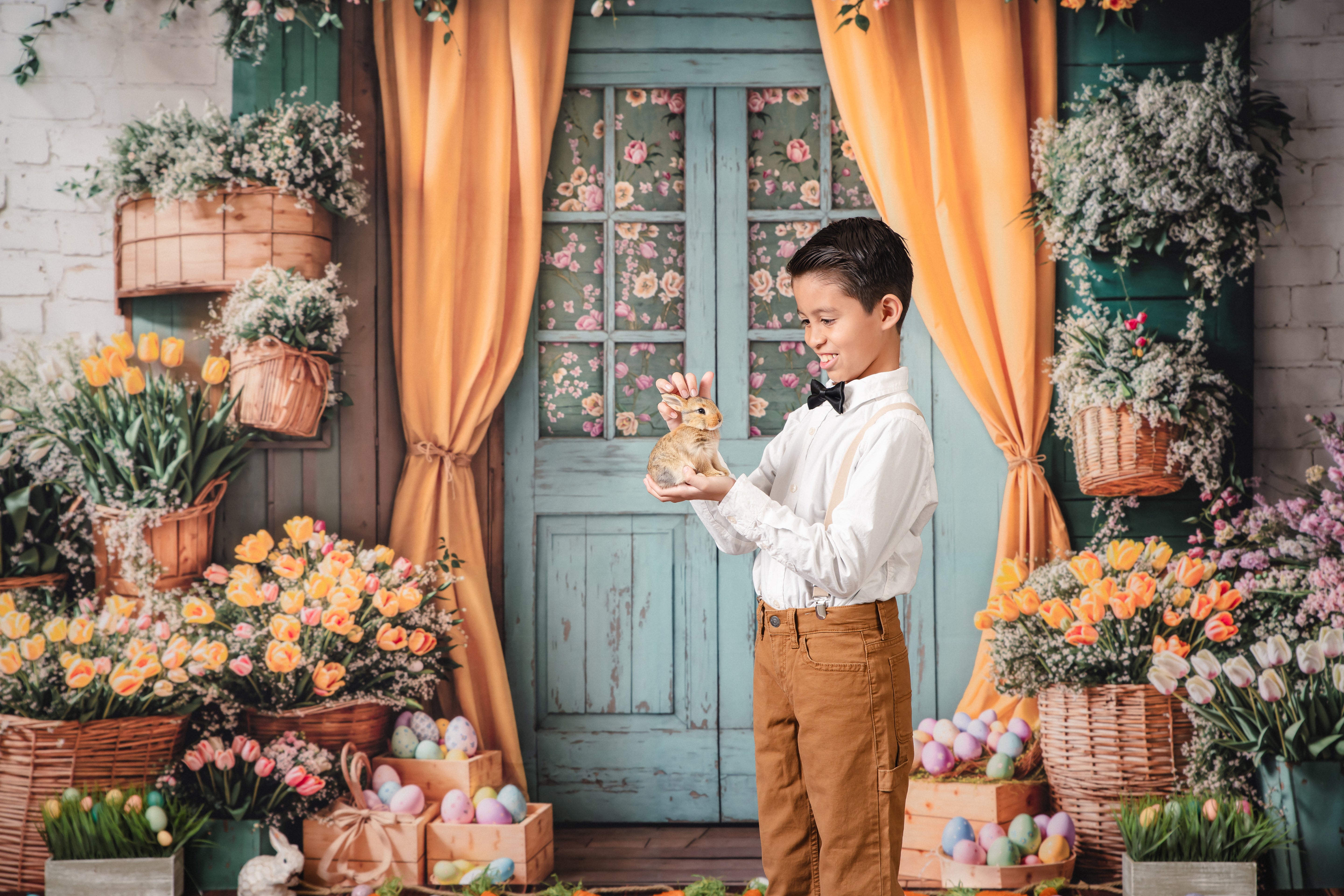 Kate Easter Floral Door Curtain Fleece Backdrop Designed by Emetselch