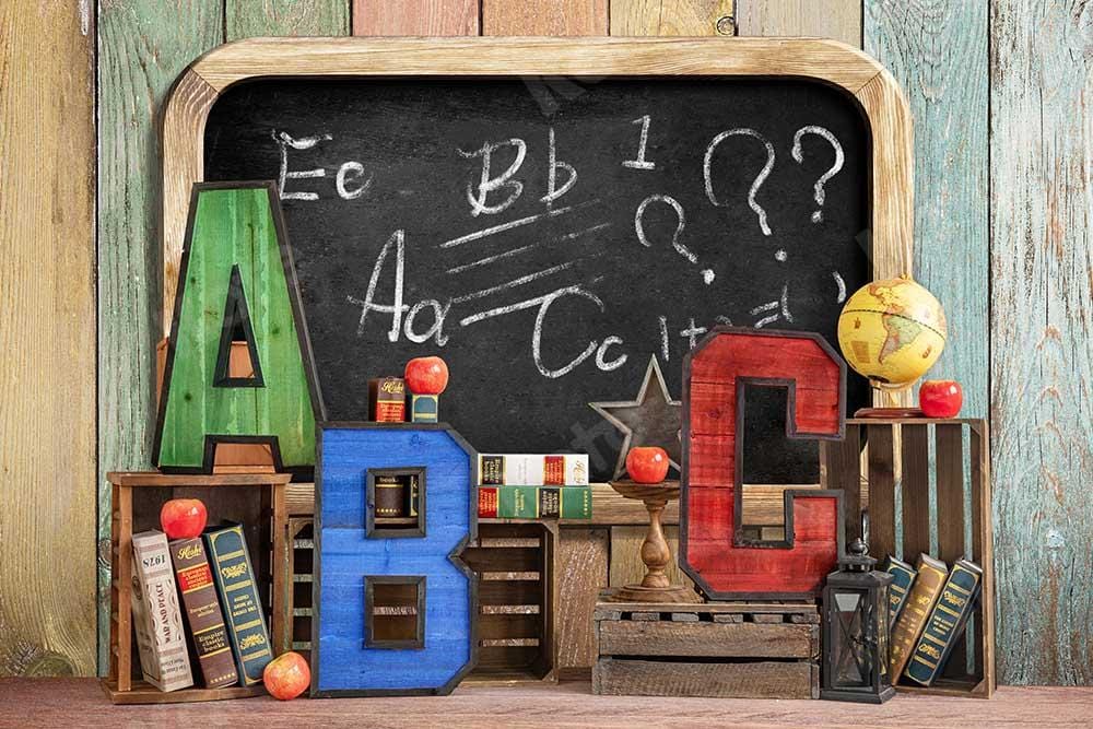 Kate Back to School Blackboard Colorful ABC Fleece Backdrop - Kate Backdrop AU