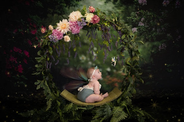Kate Pink Floral Garden Fairy Lights spring Backdrop for Photography Designed by Pine Park Collection - Kate Backdrop AU