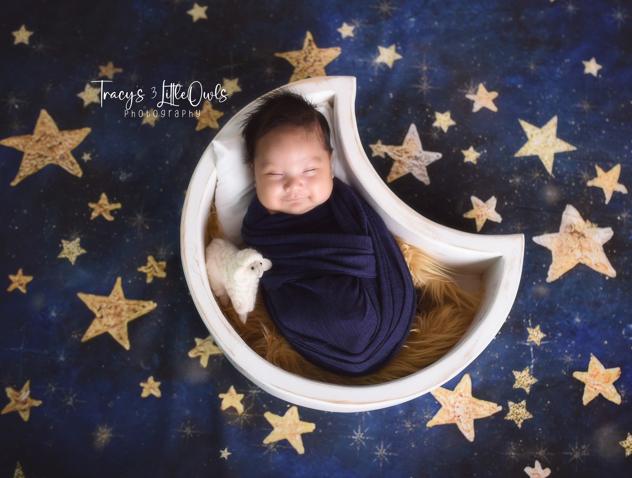 Kate Night Sky with Gold Stars Children Birthday Backdrop for Photography Designed by Mandy Ringe Photography - Kate Backdrop AU