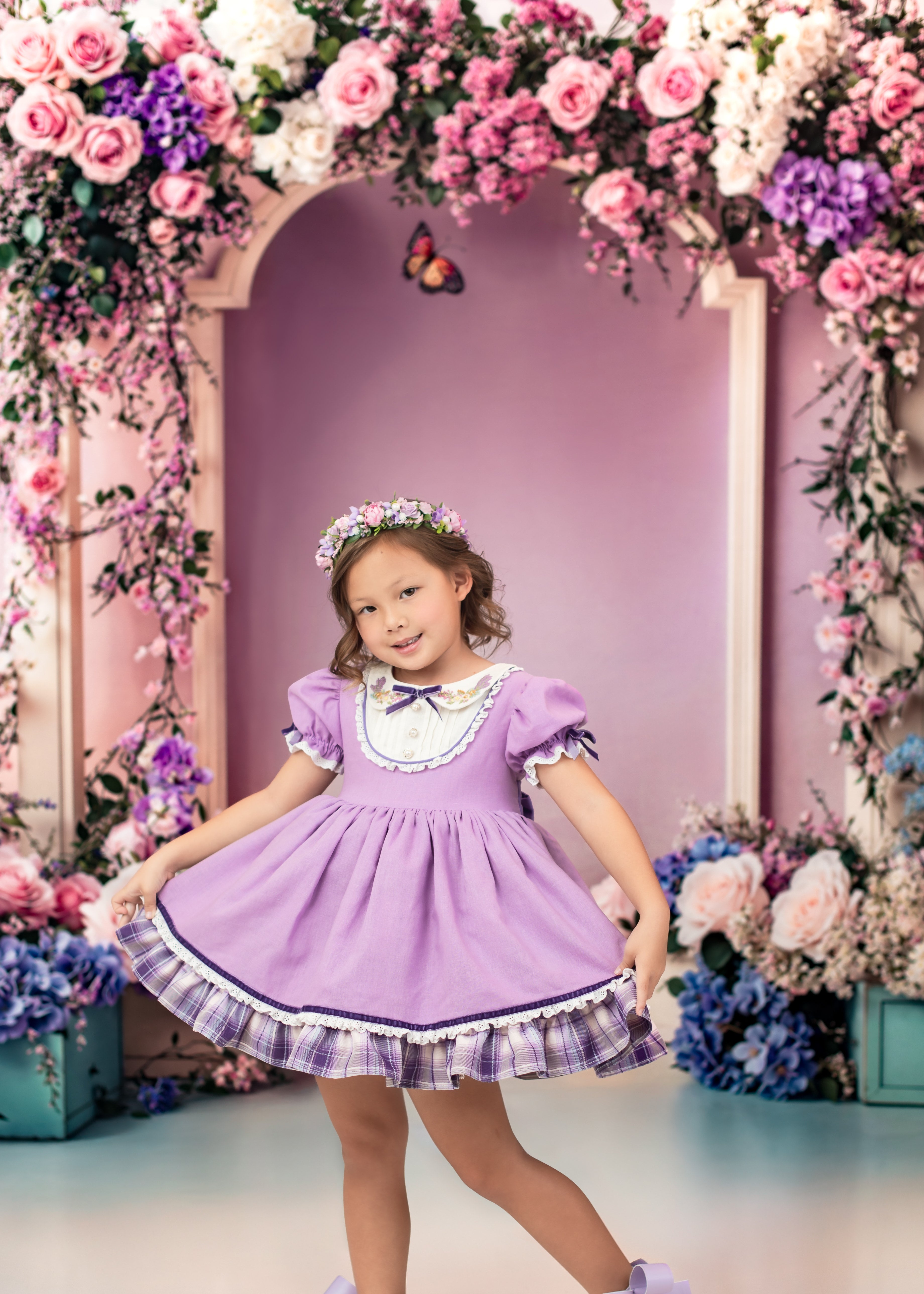 Kate Spring Cake Smash Floral Arch Backdrop Designed by Emetselch