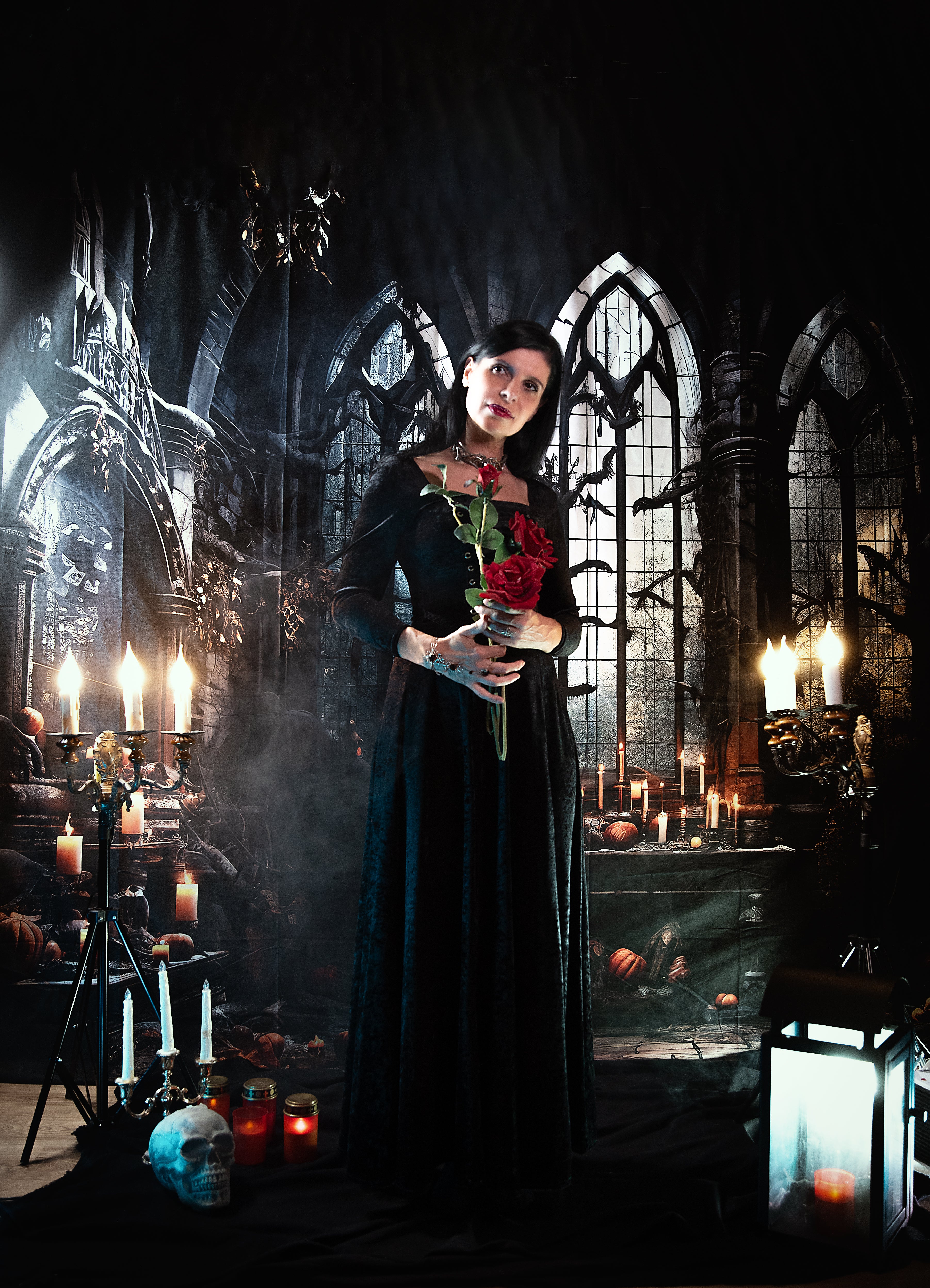 Kate Dark Windows Halloween Backdrop Designed by Emetselch - Kate Backdrop AU