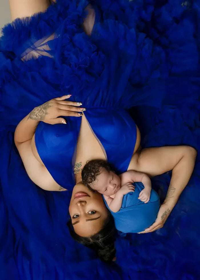 Kate One Shoulder Mesh Dress Maroon Crimson Maternity Photoshoot Dress - Kate Backdrop AU