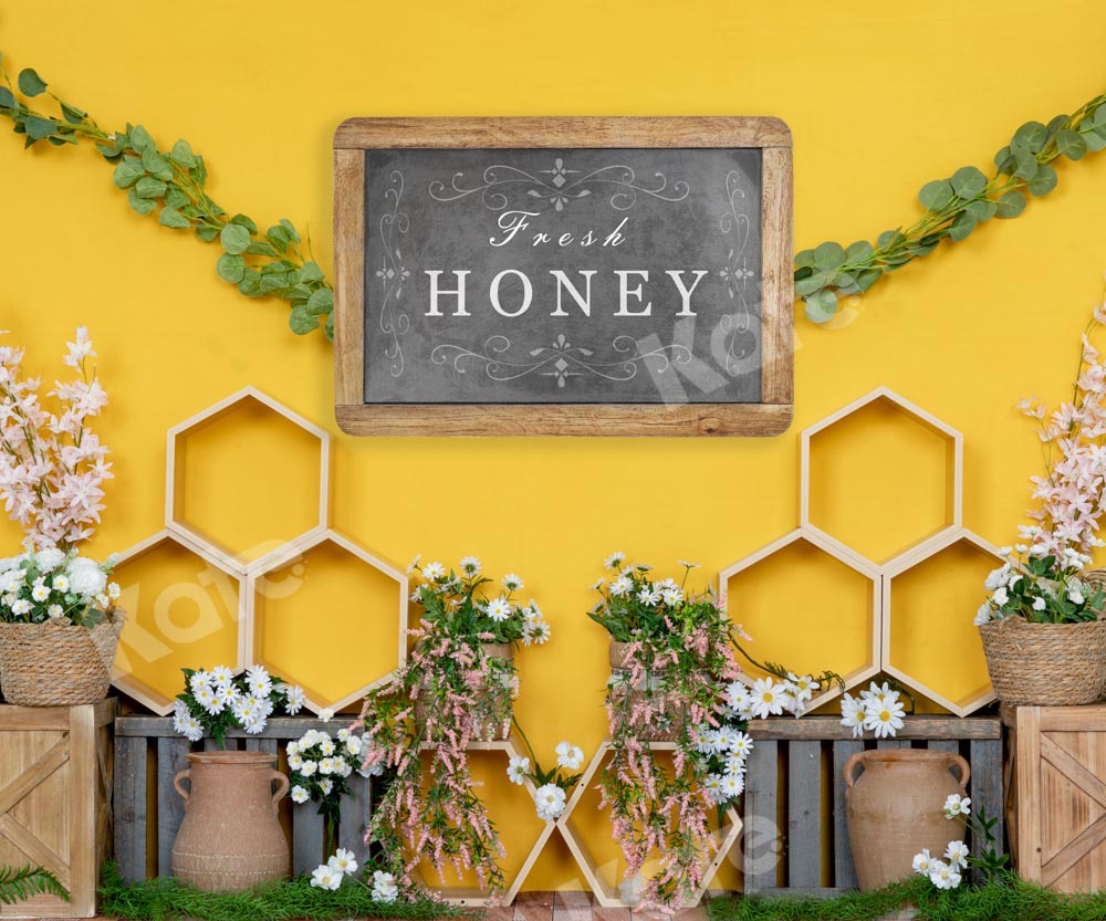 Kate Honeycomb Backdrop Yellow Summer Fresh Honey Designed by Emetselch - Kate Backdrop AU