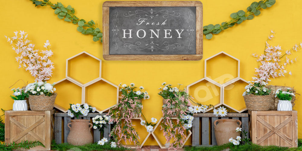 Kate Honeycomb Backdrop Yellow Summer Fresh Honey Designed by Emetselch - Kate Backdrop AU